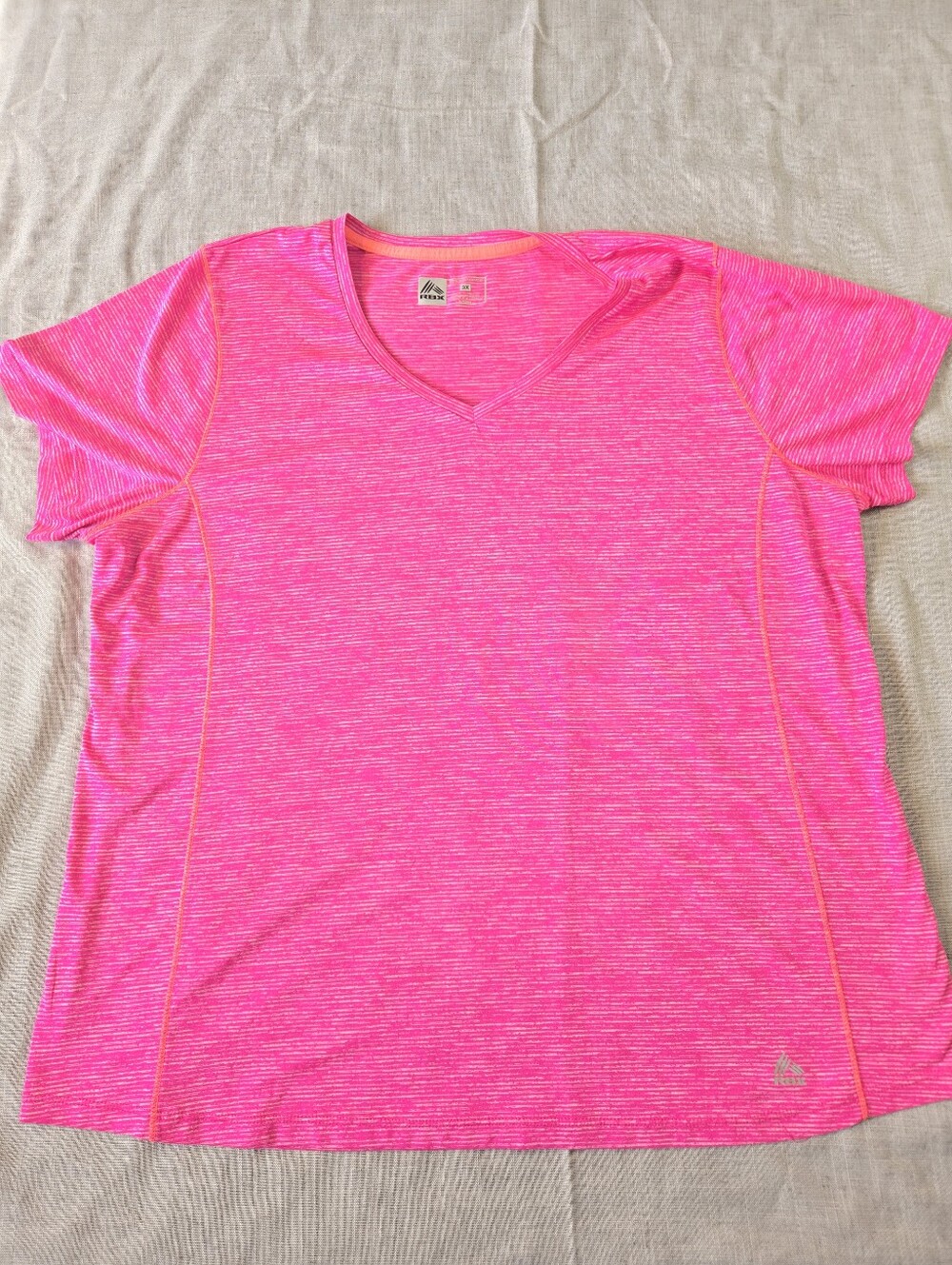 RBX Womens Plus Size 3X Pink Space Dye Performance V-Neck Athletic T-Shirt